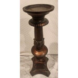 Vintage Brown metallic Look 15 Inch Pillar Candle Stick Holder